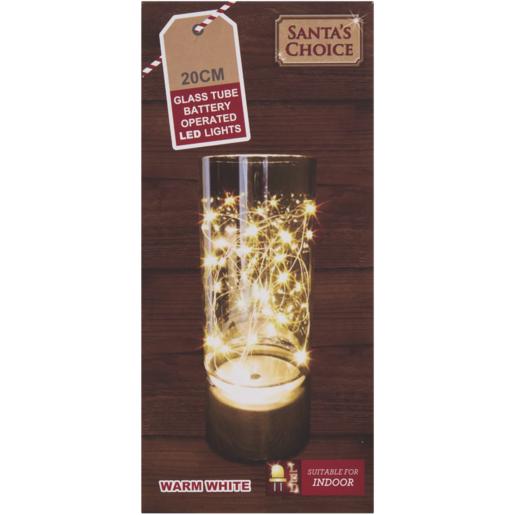Santa’s Choice Warm White Glass Tube With LED Lights 20cm