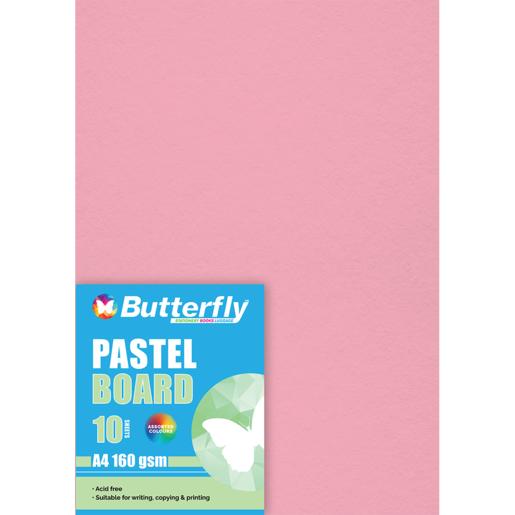 Butterfly A4 Pastel Pink Board 10 Pack