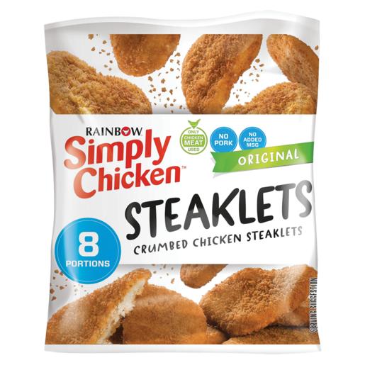 Rainbow Simply Chicken Frozen Original Crumbed Chicken Steaklets 520g