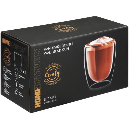 Home Discovery Double Wall Glass Mug Set 2 Piece