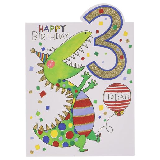 Rachel Ellen Dino 3rd Birthday Everyday Card