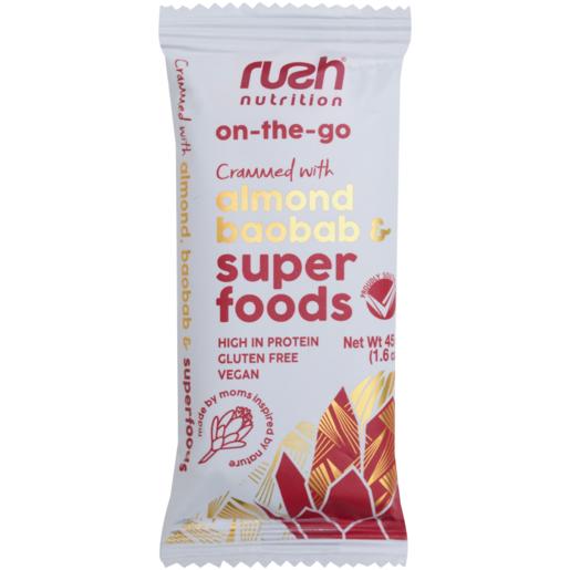 Rush Nutrition On-The-Go Almond, Baobab & Super Foods Bar 45g