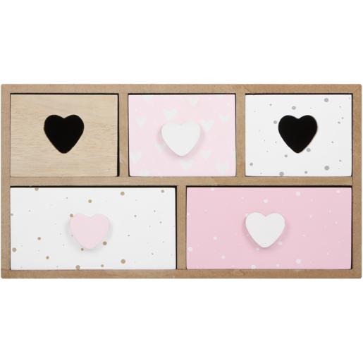 Heart Print Storage Box With Drawers