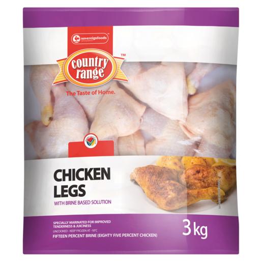 Country Range Frozen Chicken Leg Quarters in Brine Based Solution 3kg