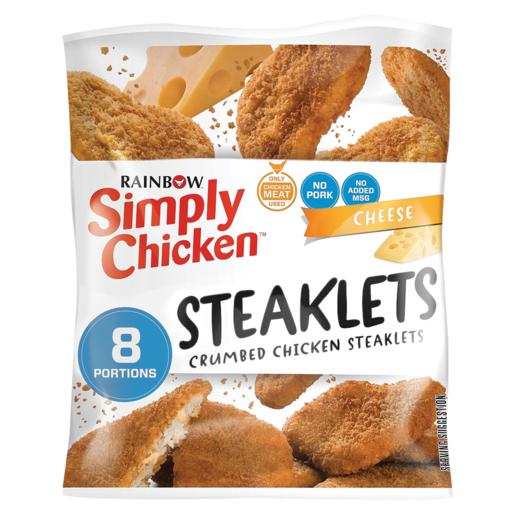 Rainbow Simply Chicken Frozen Crumbed Chicken Steaklets With Cheese 520g