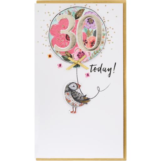 Second Nature Flower Balloon 30th Happy Birthday Card