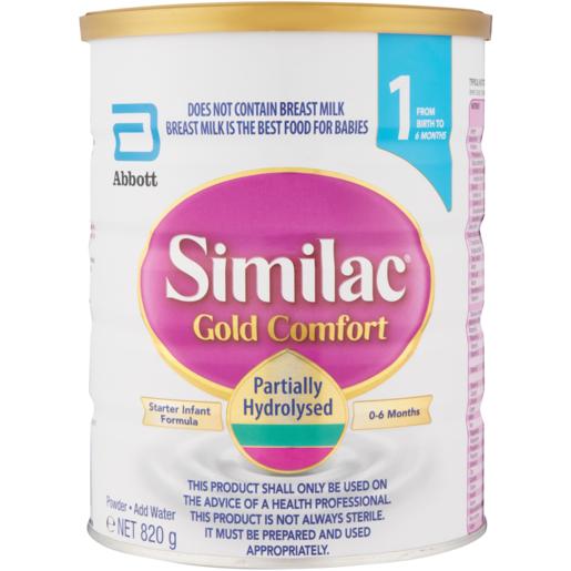 Similac Gold Comfort Stage 1 Starter Infant Formula 0-6 Months 820g