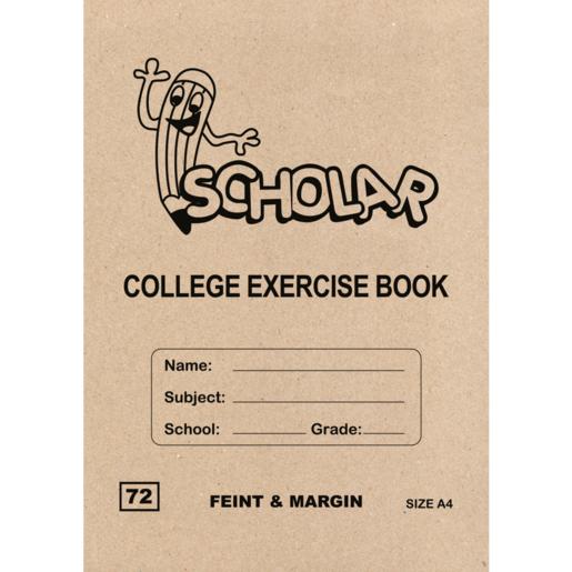 Scholar A4 Feint & Margin College Exercise Book 72 Page
