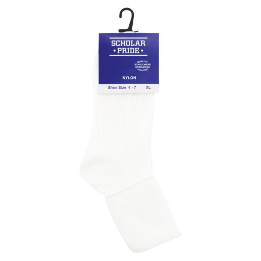 Scholar Pride Extra Large White Nylon Girls School Socks
