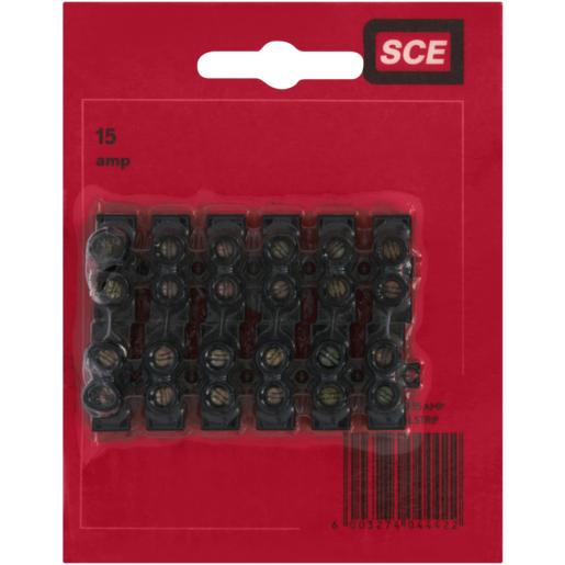 SCE 6-Way Black Terminal Strips 15A 12mm 2 Pack