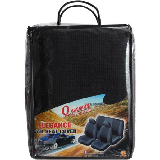 Q Premium Black Elegance Car Seat Covers 6 Pieces