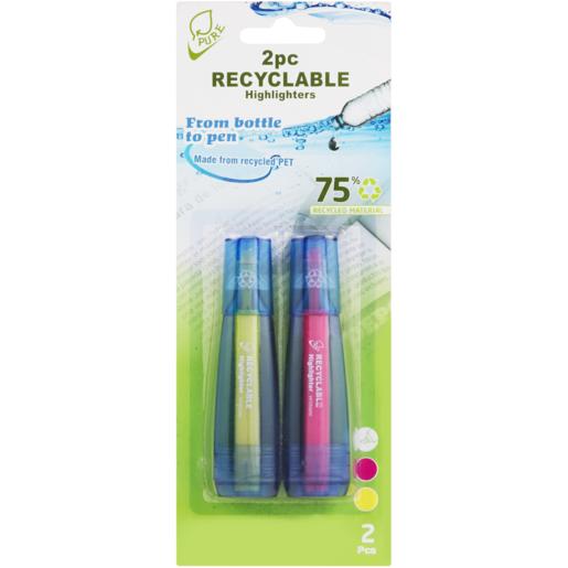 Pure Pink & Yellow 75% Recyclable Highlighter Pens 2 Piece