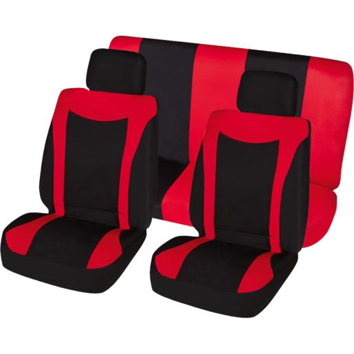 Q-Premium Red Santiago Seat Covers Set 6 Piece