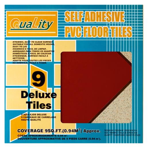 Quality Maroon & Cream Grey Self Adhesive PVC Floor Tiles 9 Pack