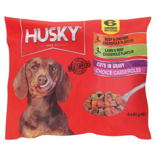 Husky Cuts In Gravy Choice Assorted Casserole Dog Food Pouches 6 x 85g