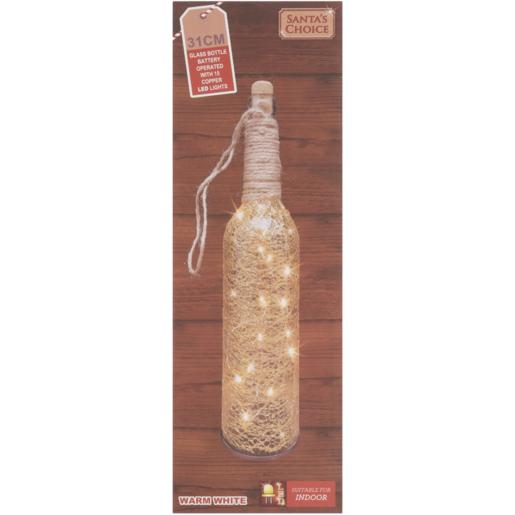 Santa’s Choice Glass Bottle With Battery Operated 15 LED Light 31cm