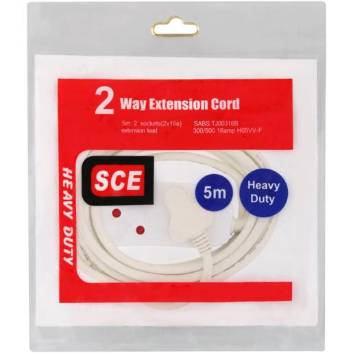 SCE White Two Way Heavy Duty Extension Cord 5m