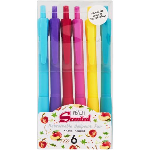 Peach Scented Ballpoint Pens 6 Pack 1mm