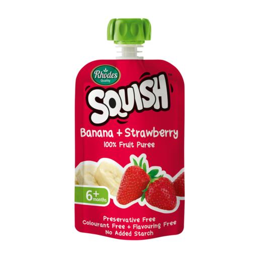 Rhodes Squish Banana & Strawberry Fruit Puree 6 Months+ Pouch 110ml