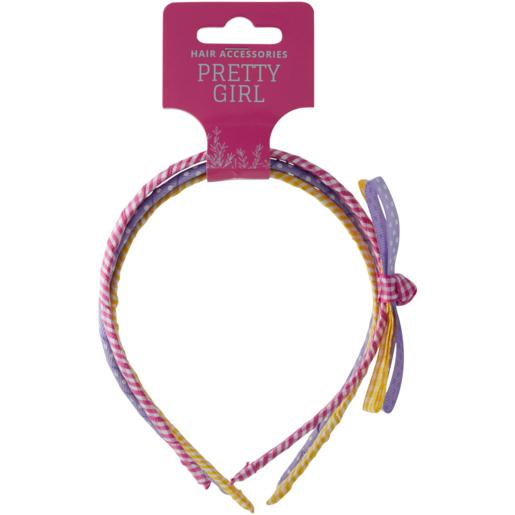 Pretty Girl Striped Alice Bands with Bows 3 Pack