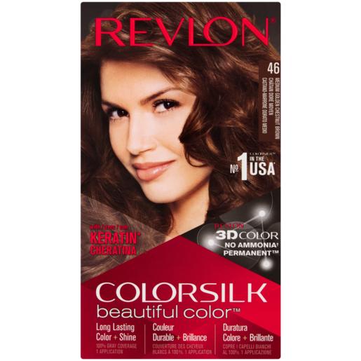Revlon ColorSilk Beautiful Color Medium Golden Chestnut Brown 46 Hair Colour Pack