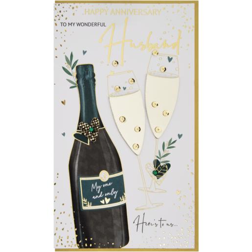 Second Nature Champagne Themed Husband Happy Anniversary Card