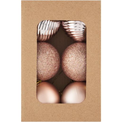 Santa’s Choice Rose Gold Christmas Baubles 6 Pack