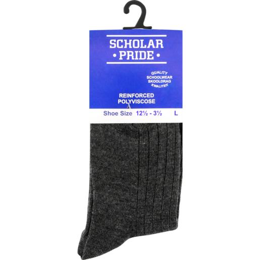 Scholar Pride Grey Boys Long Large School Socks Size 12-3