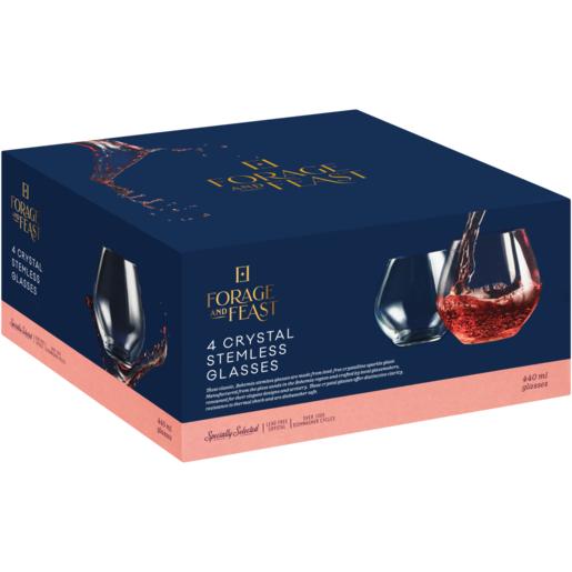 Forage And Feast Crystal Stemless Glasses 4 x 440ml