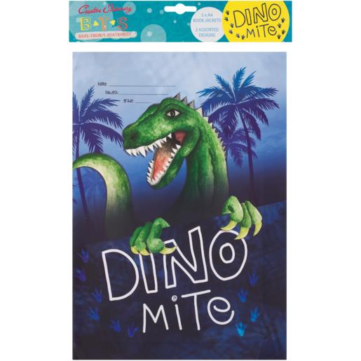 Creative Stationery Dino-Mite Book Jacket A4 5 Pack