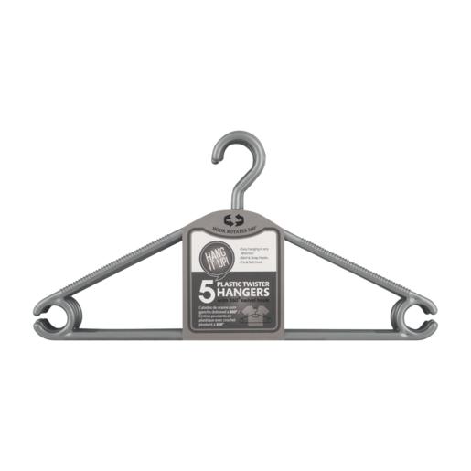 Hang It Up! Grey Plastic Twister Hangers 5 Pack