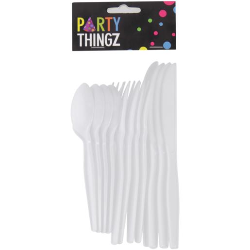 Party Thingz White Assorted Plastic Cutlery Set 12 Piece