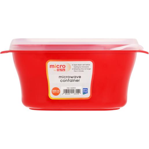 Clipac Red Micro Square Microwave Container 2.6L