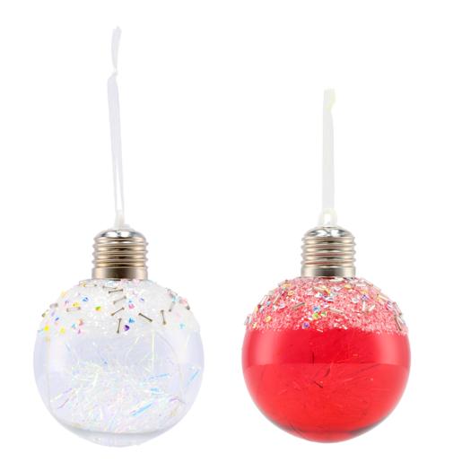 Bulb With Light And Tinsel Christmas Tree Decoration (Assorted Item – Supplied At Random)