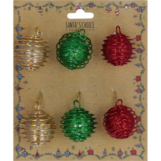 Santa’s Choice Collection Glitter Balls Tree Decorations 6 Piece