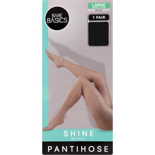 Bare Basics Large Black Shine Pantihose