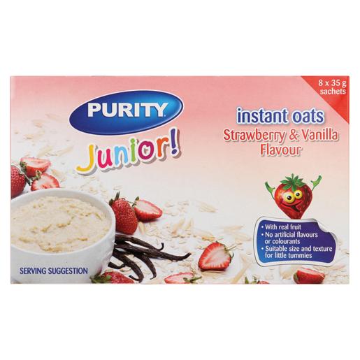 Purity Junior Strawberry & Vanilla Flavoured Instant Oats Sachets 8 x 35g