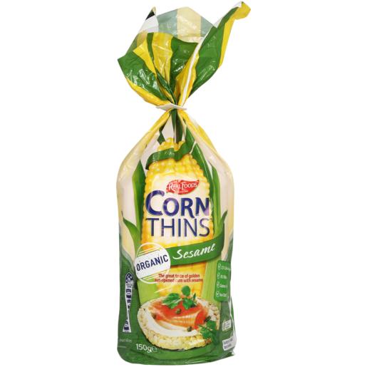 Real Foods Corn Thins Sesame 150g