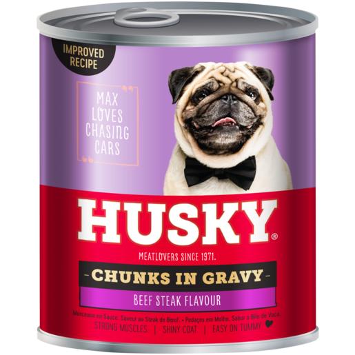 Husky Chunks In Gravy Beef Steak Dog Food 775g