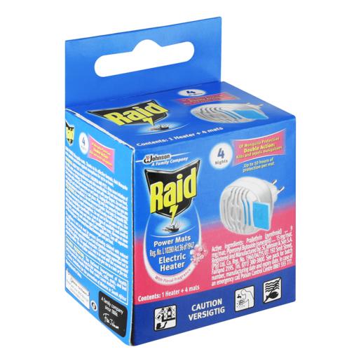 Raid Floral Fragranced Double Action Electric Heater & Mosquito Killer Power Mats Set 5 Piece