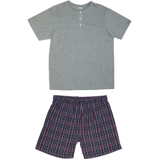 Grey & Navy Blue S-XXL Mens Sleep Set 2 Piece
