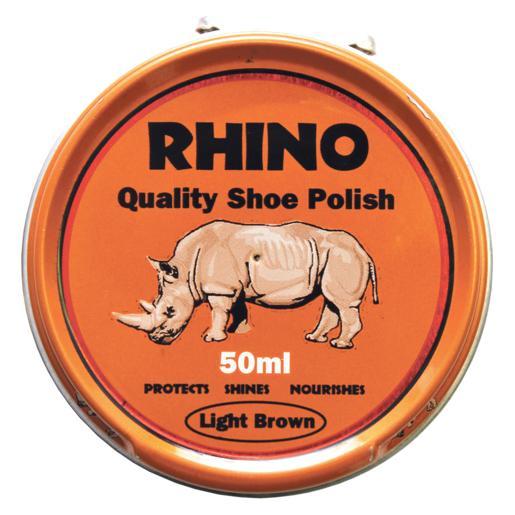 Rhino Light Brown Shoe Polish Tin 50ml