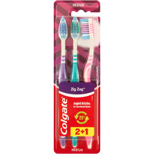 Colgate Zig Zag Medium Toothbrushes 3 Pack