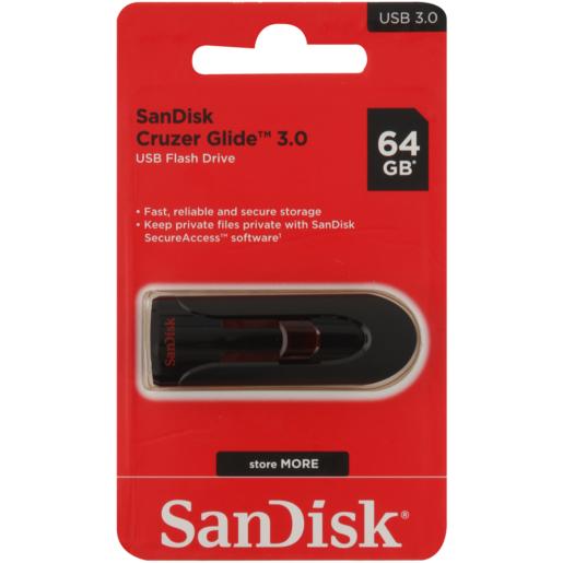 SanDisk Cruzer Glide Retractable USB-A 3.0 Flash Drive 64GB