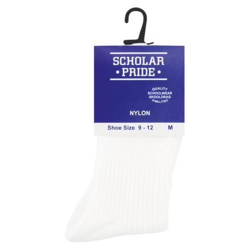 Scholar Pride Medium White Nylon Girls School Socks