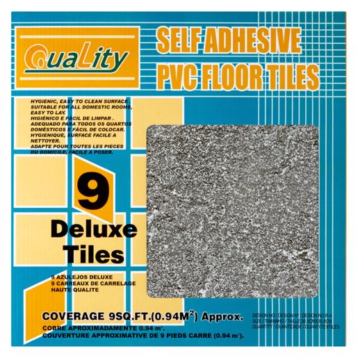 Quality Grey Black Self Adhesive PVC Floor Tiles 9 Pack