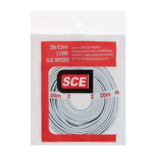 SCE White 2 Core Flat Ripcord 0.5mm x 20m