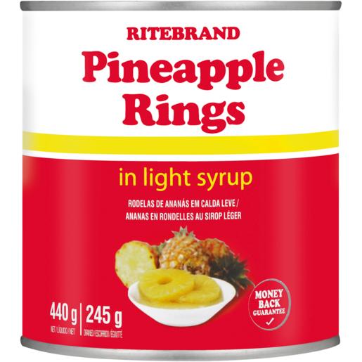 Ritebrand Pineapple Rings In Light Syrup Can 440g