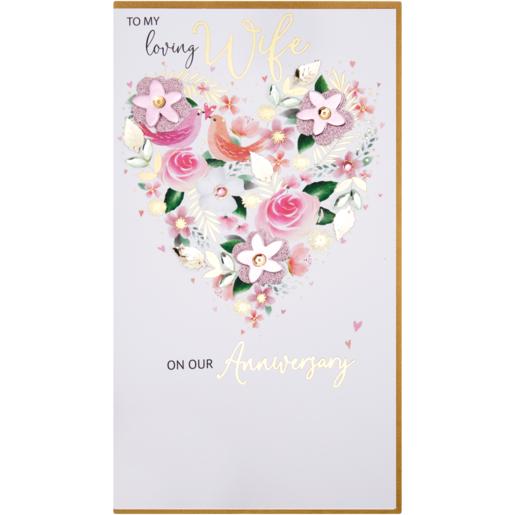 Second Nature Flower Heart Wife Anniversary Day Card