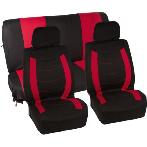 Q-Premium Red Seat Covers Set 6 Piece